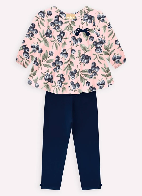 Milon - Conjunto Infantil Menina Mirtilos Rosa