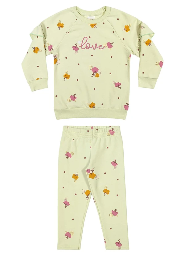 Elian - Conjunto Infantil Menina Molecotton Love Verde