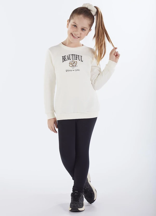 Pulla Bulla - Conjunto Infantil Menina Moletom Bege 1