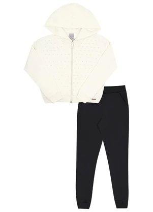 Pulla Bulla - Conjunto Infantil Menina Moletom  Bege  - PULLA BULLA