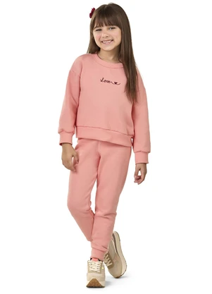 Elian - Conjunto Infantil Menina Moletom Bordado Laranja - ELIAN