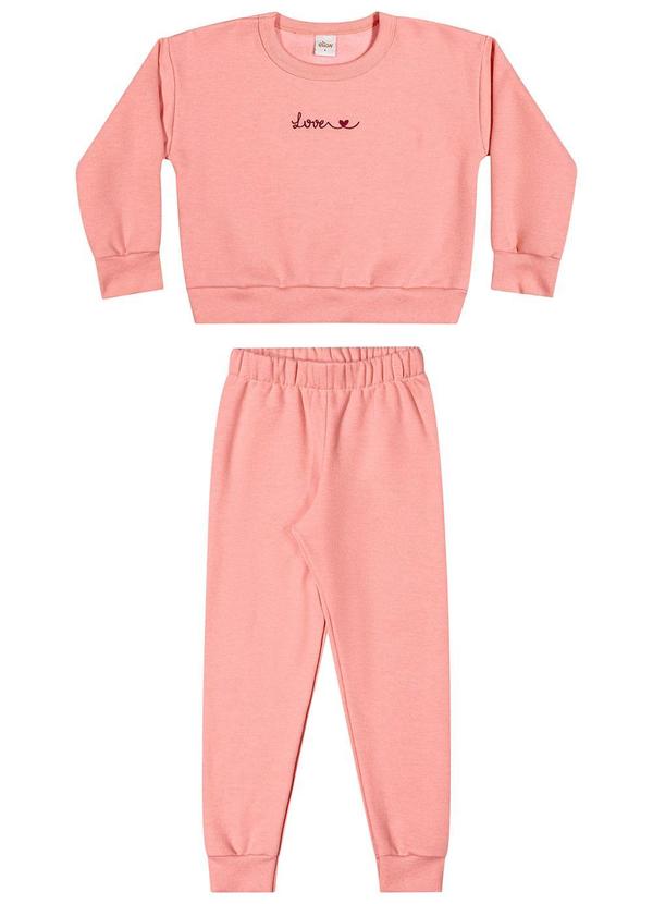 Elian - Conjunto Infantil Menina Moletom Bordado Laranja 2