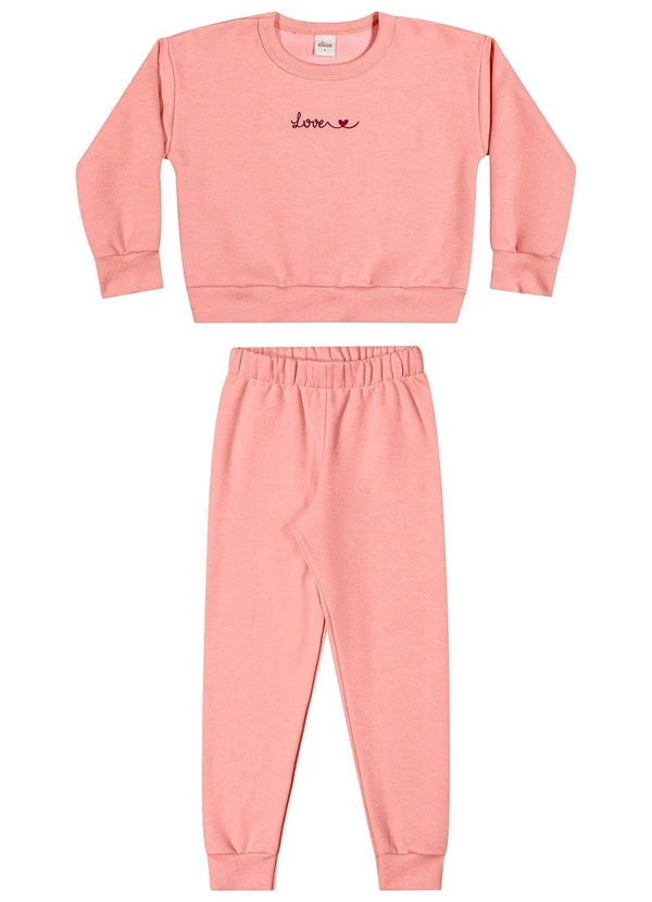 Elian - Conjunto Infantil Menina Moletom Bordado Laranja 2