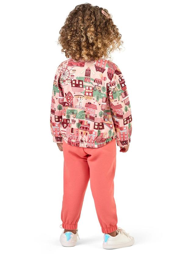 Elian - Conjunto Infantil Menina Moletom Casinhas Rosa 2