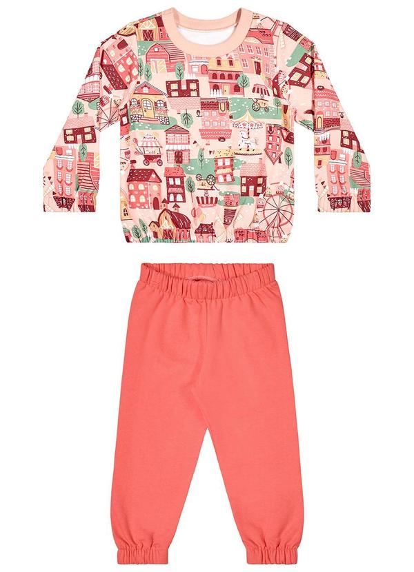 Elian - Conjunto Infantil Menina Moletom Casinhas Rosa 3