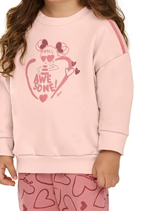 Elian - Conjunto Infantil Menina Moletom Coração Rosa - ELIAN