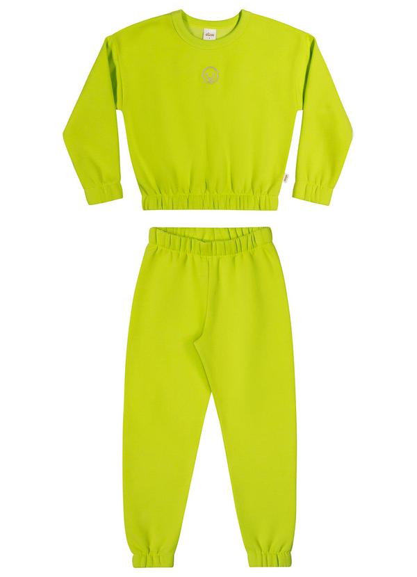 Elian - Conjunto Infantil Menina Moletom Emoji Verde 1