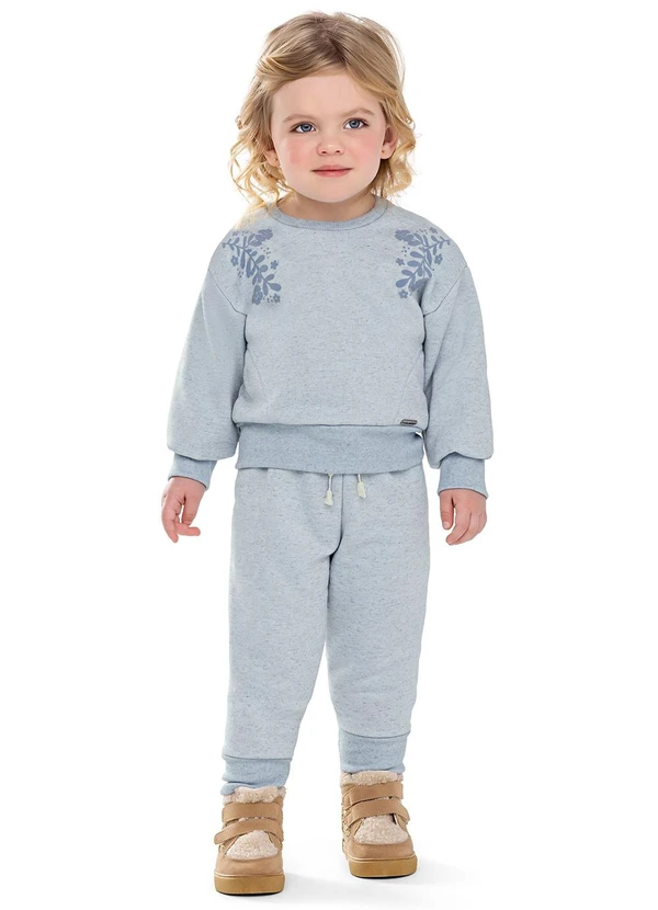 Colorittá - Conjunto Infantil Menina Moletom Floral Azul