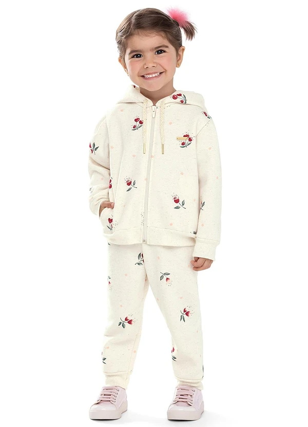 Colorittá - Conjunto Infantil Menina Moletom Linho Bege