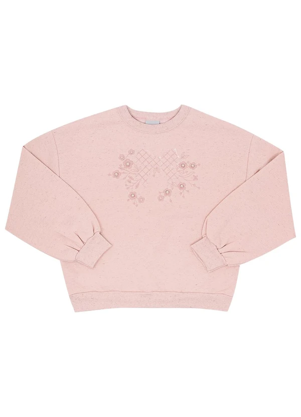 Pulla Bulla - Conjunto Infantil Menina Moletom Linho Rosa 2