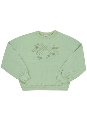 Pulla Bulla - Conjunto Infantil Menina Moletom Linho Verde - PULLA BULLA
