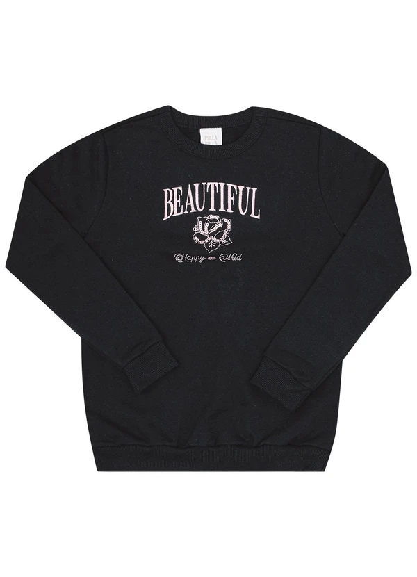 Pulla Bulla - Conjunto Infantil Menina Moletom Preto 2