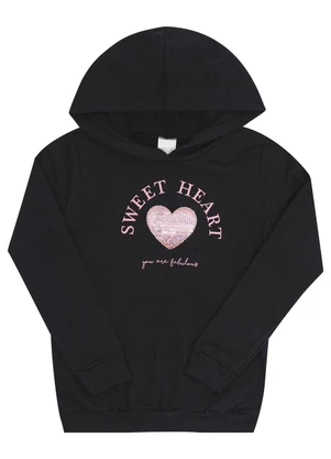 Pulla Bulla - Conjunto Infantil Menina Moletom Preto - PULLA BULLA