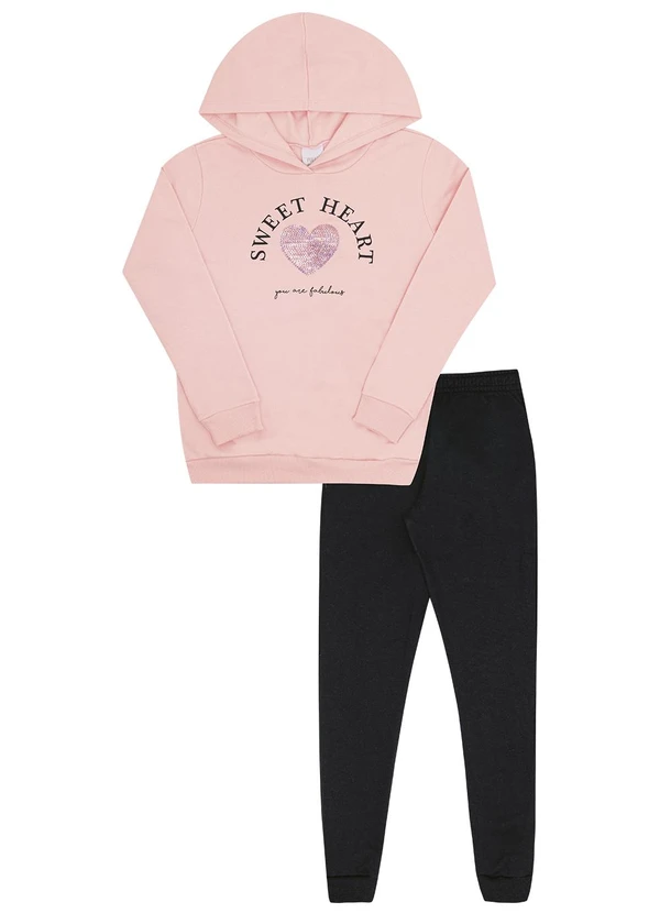 Pulla Bulla - Conjunto Infantil Menina Moletom Rosa 2