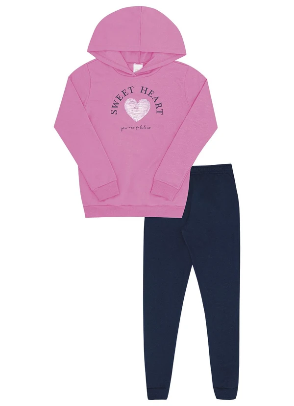 Pulla Bulla - Conjunto Infantil Menina Moletom Rosa