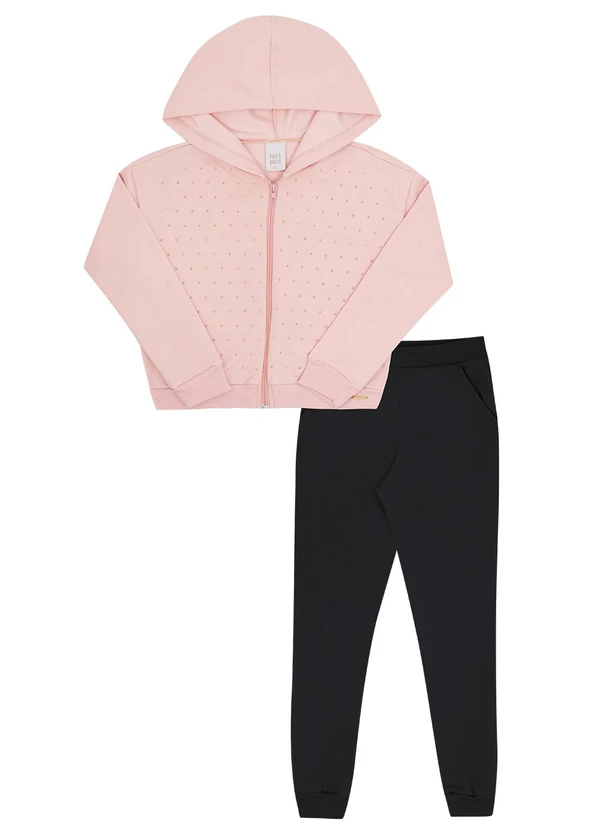 Pulla Bulla - Conjunto Infantil Menina Moletom Rosa 2