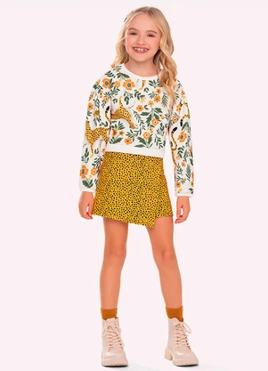 Nanai - Conjunto Infantil Menina Onças Branco - NANAI