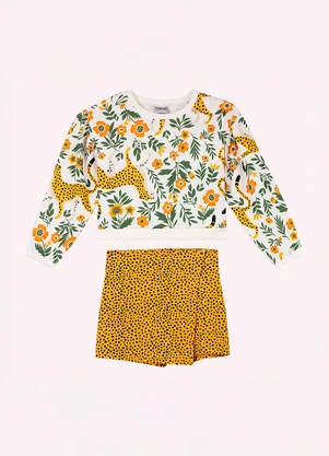 Nanai - Conjunto Infantil Menina Onças Branco - NANAI