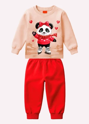 Kyly - Conjunto Infantil Menina Pandinha Bege - KYLY