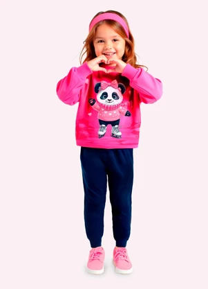 Kyly - Conjunto Infantil Menina Pandinha Rosa - KYLY