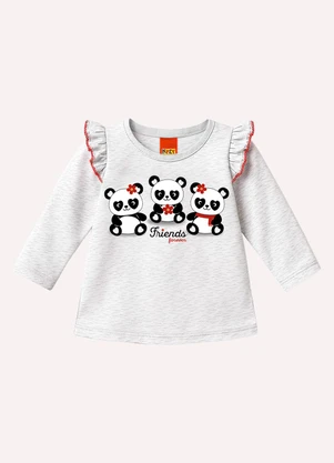 Kyly - Conjunto Infantil Menina Pandinhas Cinza - KYLY