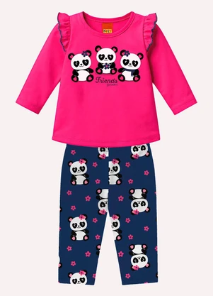 Kyly - Conjunto Infantil Menina Pandinhas Rosa - KYLY