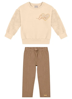 Colorittá - Conjunto Infantil Menina Pelúcia Lurex Bege - COLORITTÁ