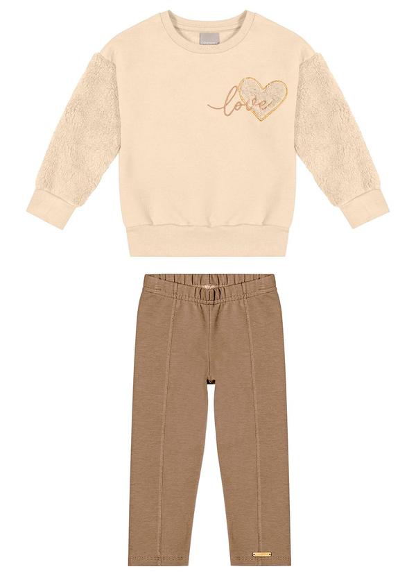 Colorittá - Conjunto Infantil Menina Pelúcia Lurex Bege
