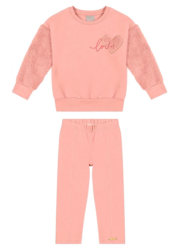 Colorittá - Conjunto Infantil Menina Pelúcia Lurex Rosa