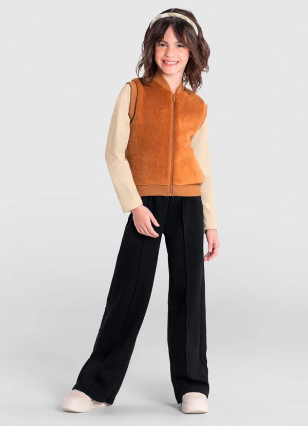 Brandili - Conjunto Infantil Menina Peluciado Bege