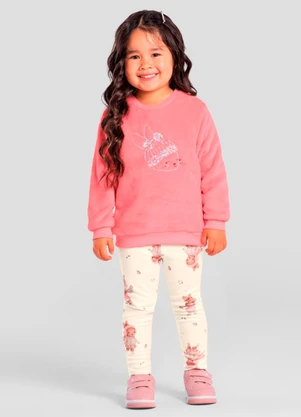 Mundi - Conjunto Infantil Menina Peluciado Rosa - MUNDI