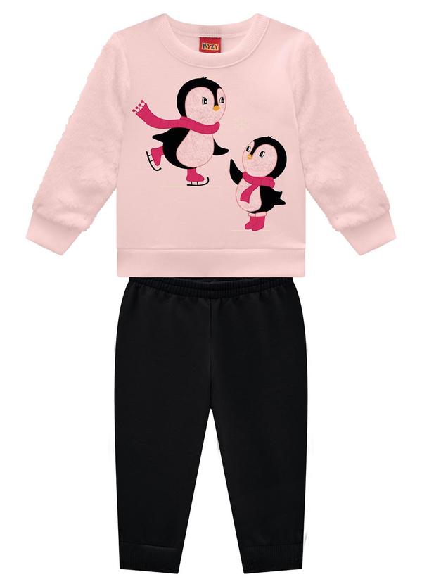 Kyly - Conjunto Infantil Menina Pinguim Rosa