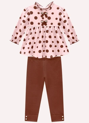 Milon - Conjunto Infantil Menina Póas Rosa - MILON
