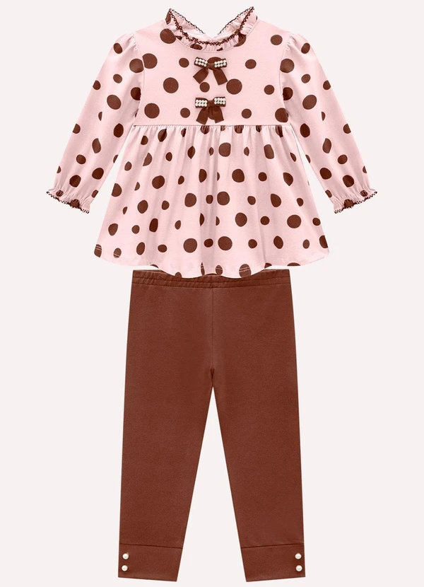 Milon - Conjunto Infantil Menina Póas Rosa