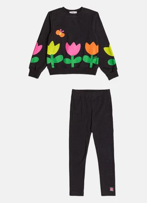 Bimbi - Conjunto Infantil Menina Preto de Jardim Preto - BIMBI