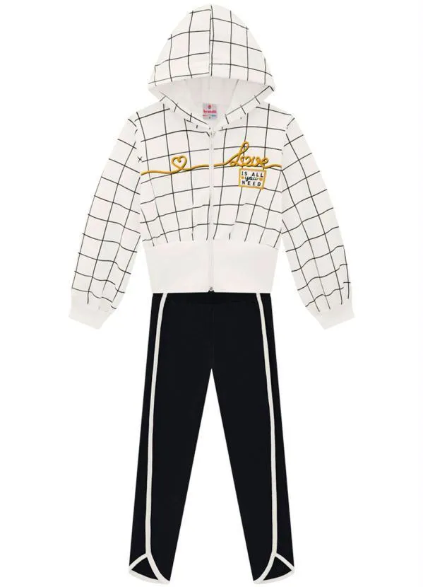 Brandili - Conjunto Infantil Menina Quadriculada Bege