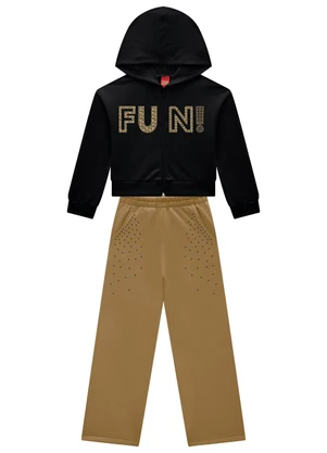 Kyly - Conjunto Infantil Menina Quadriculado Preto - KYLY