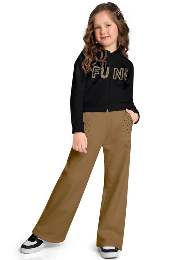 Kyly - Conjunto Infantil Menina Quadriculado Preto