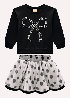 Milon - Conjunto Infantil Menina Strass Preto - MILON