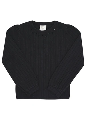Pulla Bulla - Conjunto Infantil Menina Tecido Canelado Preto - PULLA BULLA