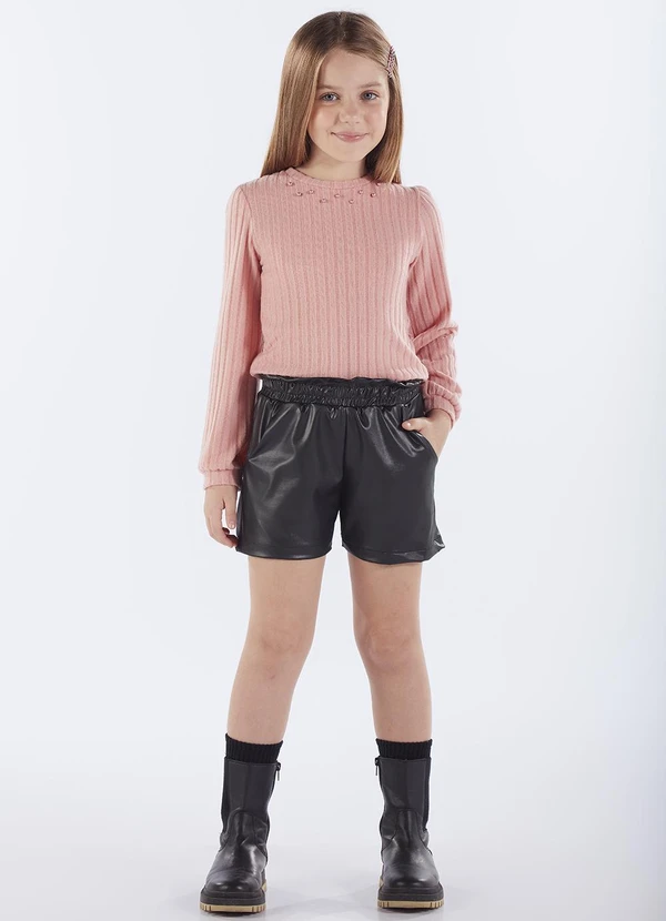 Pulla Bulla - Conjunto Infantil Menina Tecido Canelado Rosa