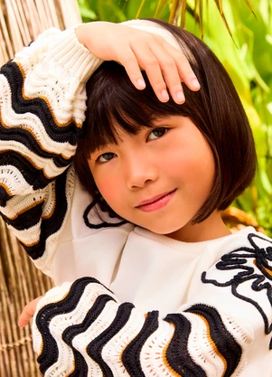 Nanai - Conjunto Infantil Menina Tricot Off White - NANAI