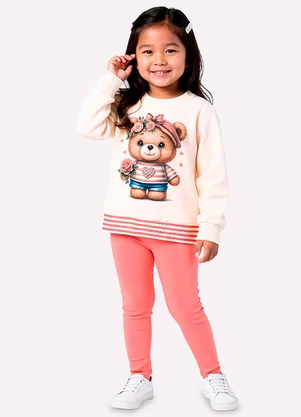 Kyly - Conjunto Infantil Menina Ursinho Bege - KYLY