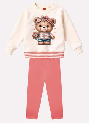 Kyly - Conjunto Infantil Menina Ursinho Bege - KYLY