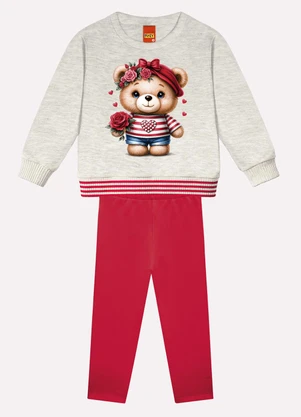 Kyly - Conjunto Infantil Menina Ursinho Cinza - KYLY