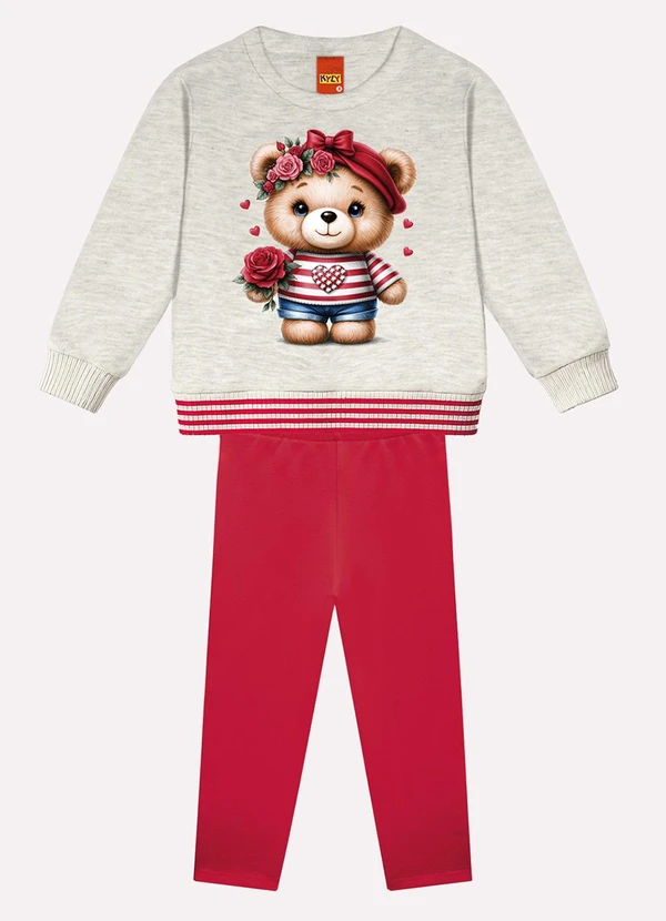 Kyly - Conjunto Infantil Menina Ursinho Cinza