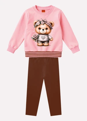 Kyly - Conjunto Infantil Menina Ursinho Rosa - KYLY