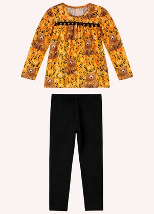 Nanai - Conjunto Infantil Menina Ursinhos Amarelo - NANAI