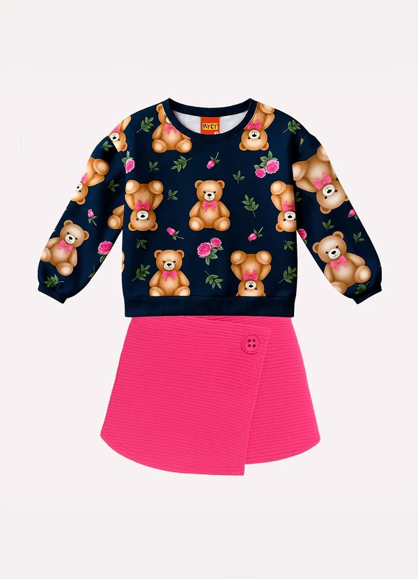 Kyly - Conjunto Infantil Menina Ursinhos Azul