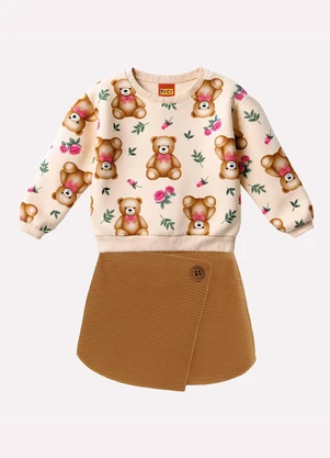 Kyly - Conjunto Infantil Menina Ursinhos Bege - KYLY